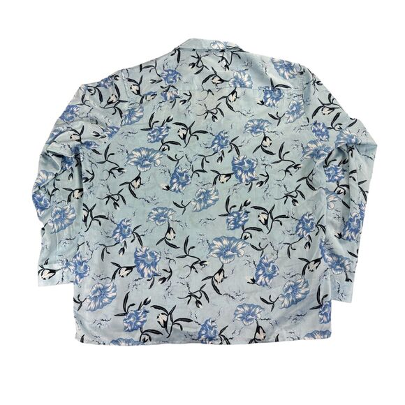 INC Mens Classic Fit Long Sleeve Floral Camp Button Down Shirt Light Blue 2XL - Picture 3 of 4